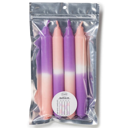 Farbverlauf Stabkerzen rosa/ violett 4-er Set